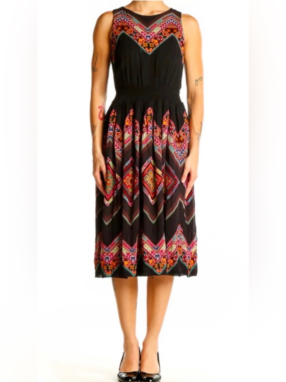 Tanvi kedia Midi Dress with Multicolor Geometric Embroidery 6